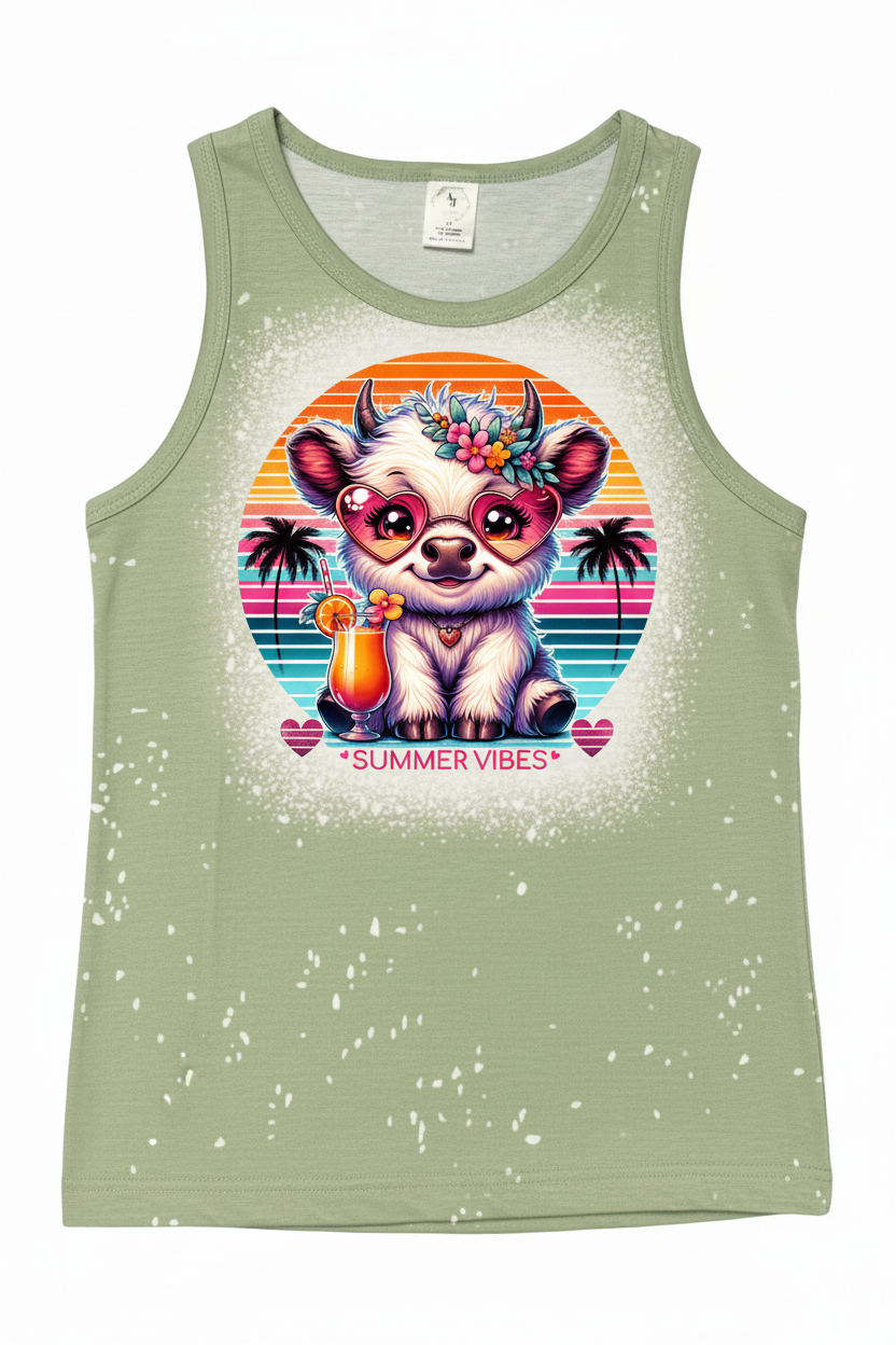 KIDS FAUX BLEACHED- HIGHLAND COW SUMMER