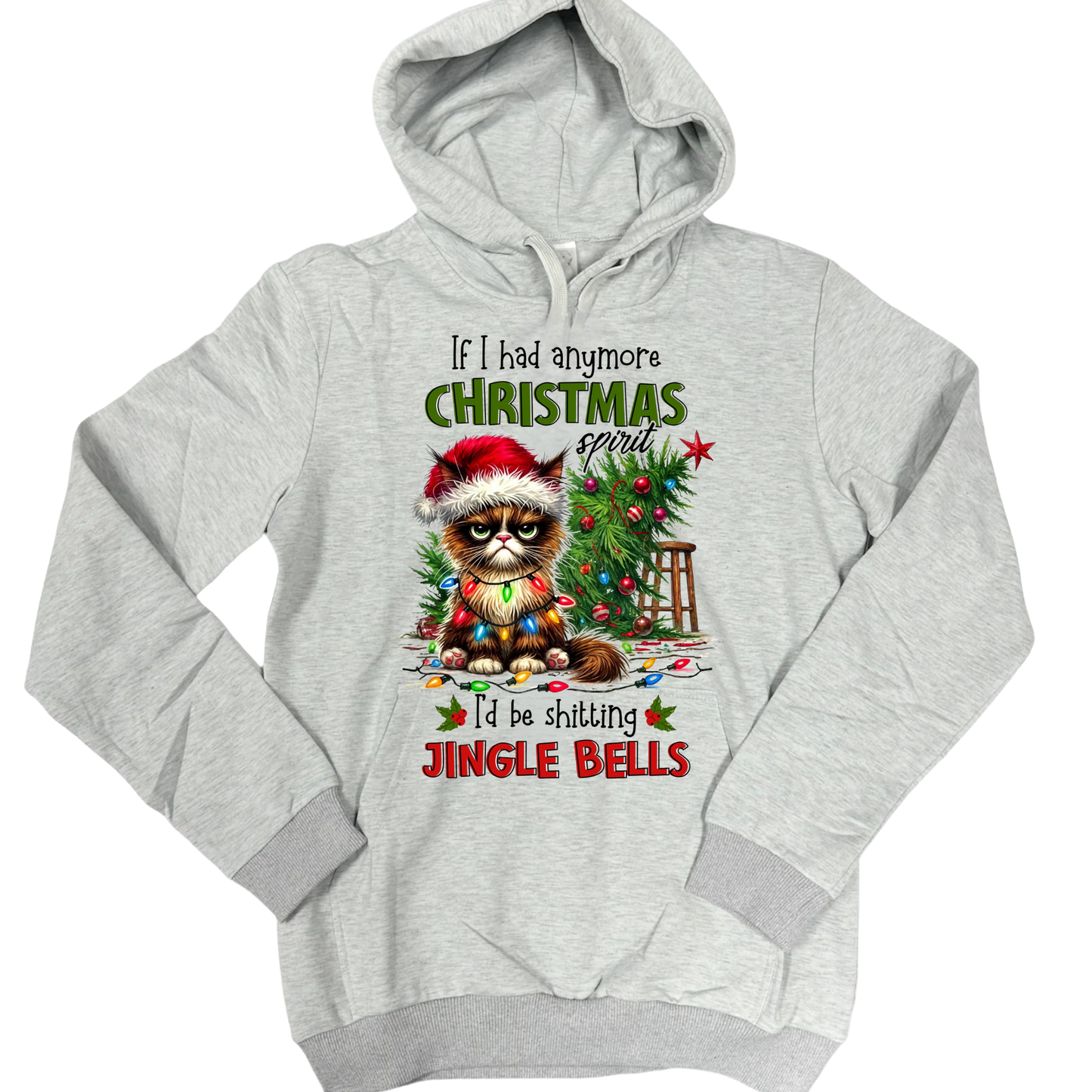 Hoodies Fleece Lined- CHRISTMAS SPIRIT CAT