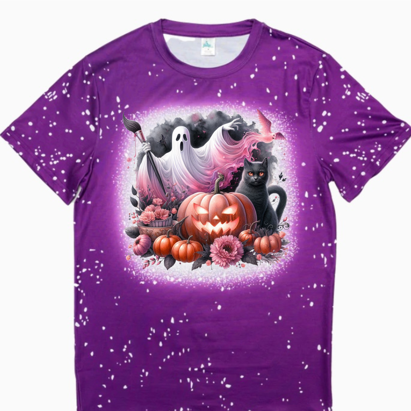 T-Shirts Faux Bleached - HALLOWEEN GHOST SPOOKY