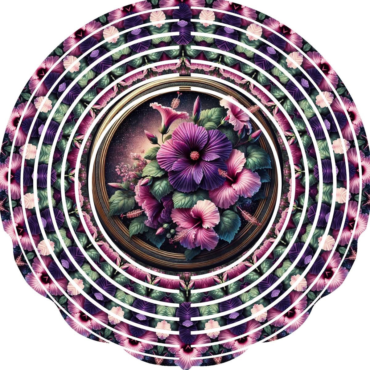WIND SPINNER - FLOWER PURPLE PINK GREEN LEAF