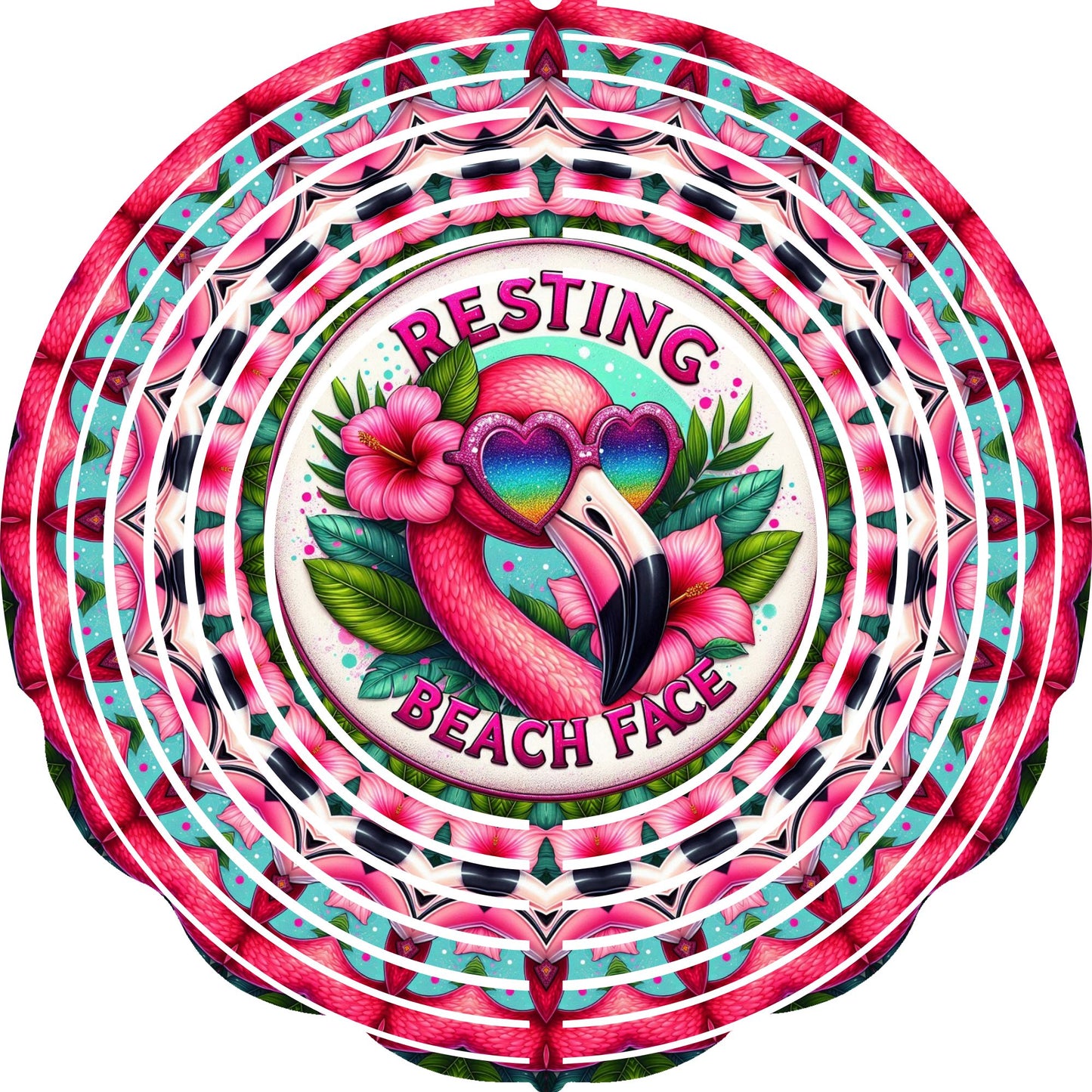 Wind Spinners with Jewel Strand Bird Flamingo Resting Beach Face