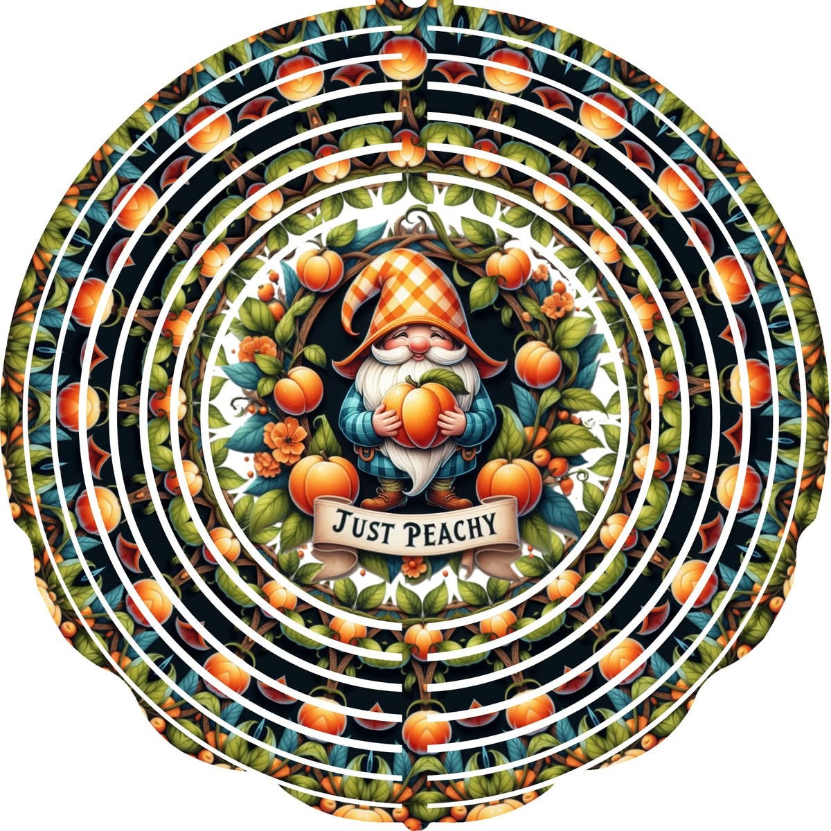 Wind Spinner with Jewel Strand Gnome Peaches