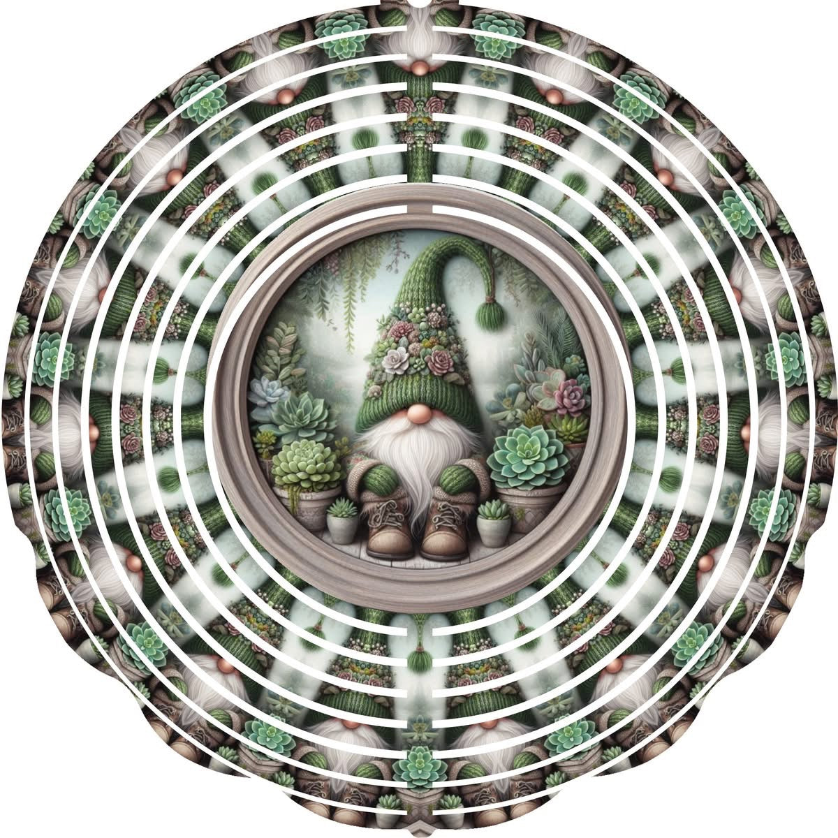 Wind Spinner with Jewel Strand Gnome Succulent Plants