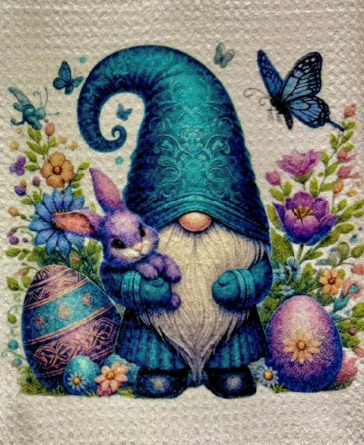 TOWELS - EASTER GNOME PURPLE BUNNY
