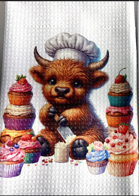 Towels -  Highland Cow Chef Hat/Bows