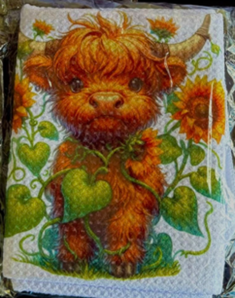 Towels -  Highland Cow Sunflowers/Flowers