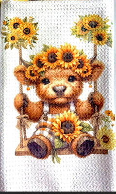 Towels -  Highland Cow Sunflowers/Flowers