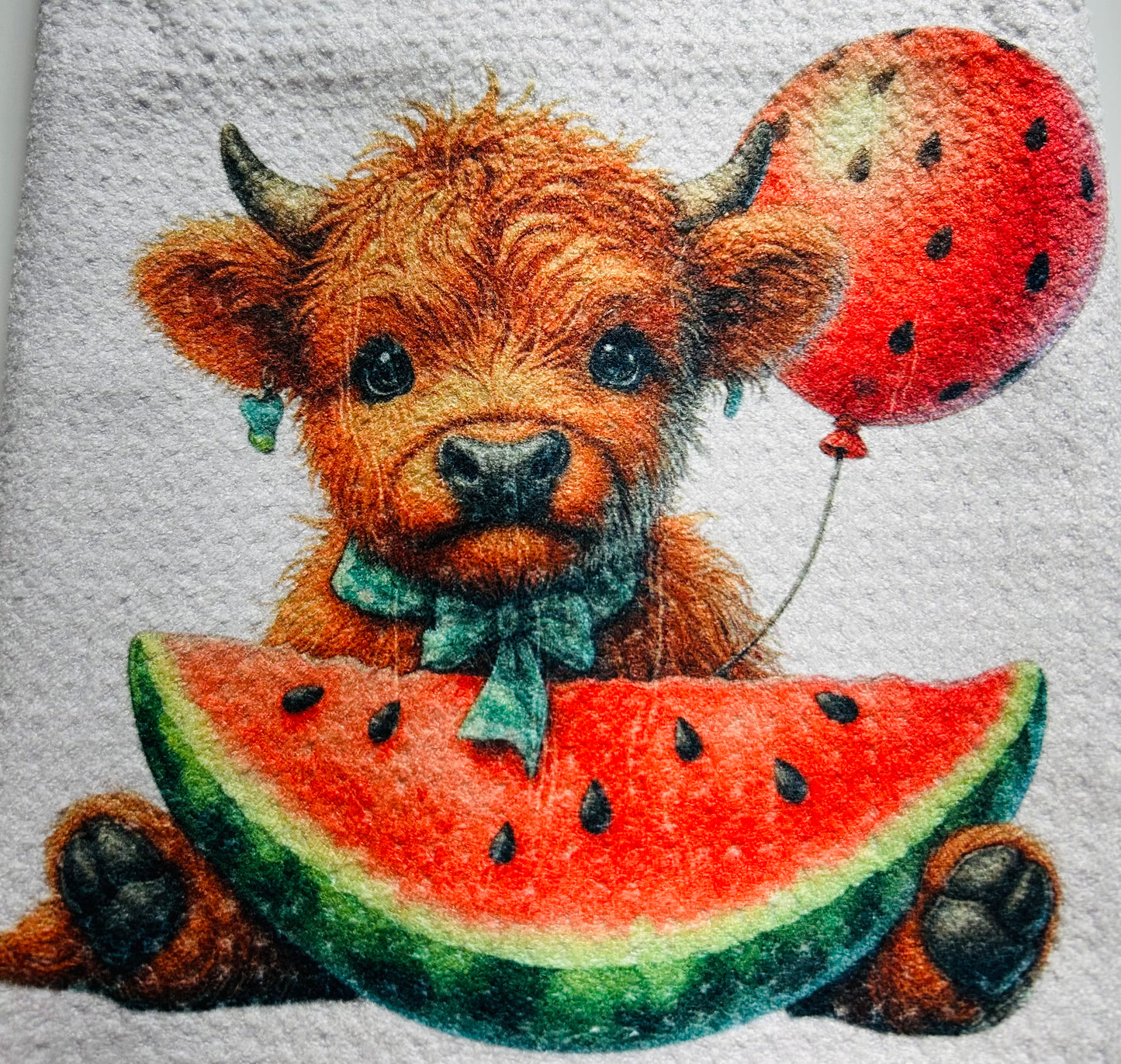 TOWELS - HIGHLAND COW FRUITS WATERMELON BALLOON