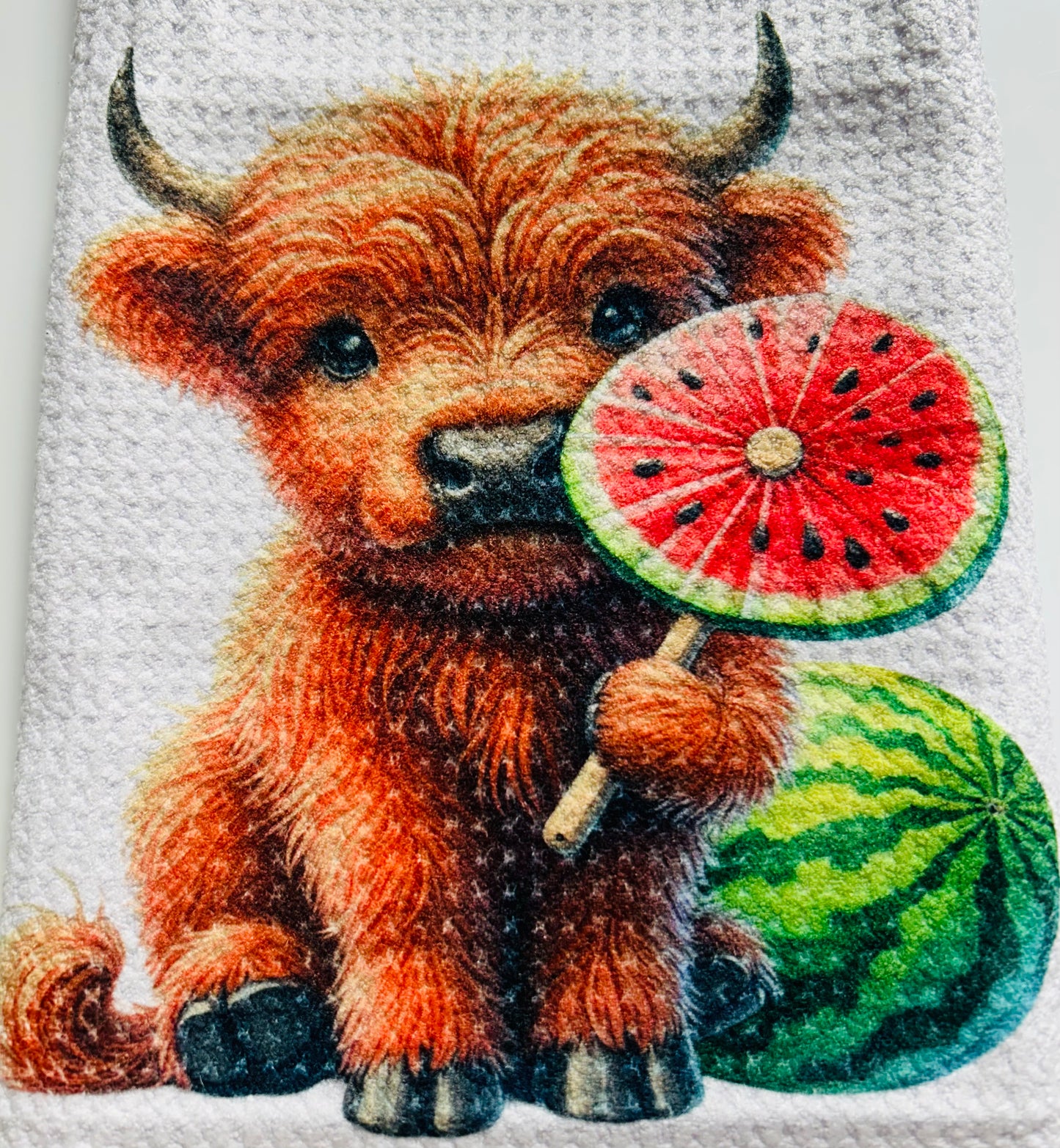 TOWELS - HIGHLAND COW FRUITS WATERMELON SUCKER