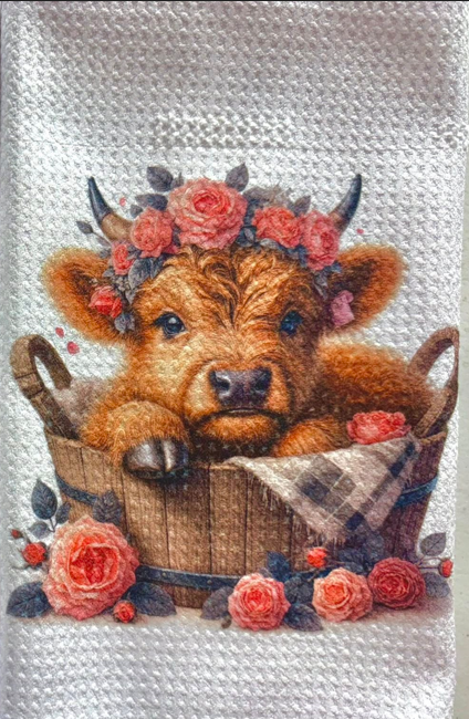 Towels -  Highland Cow Sunflowers/Flowers