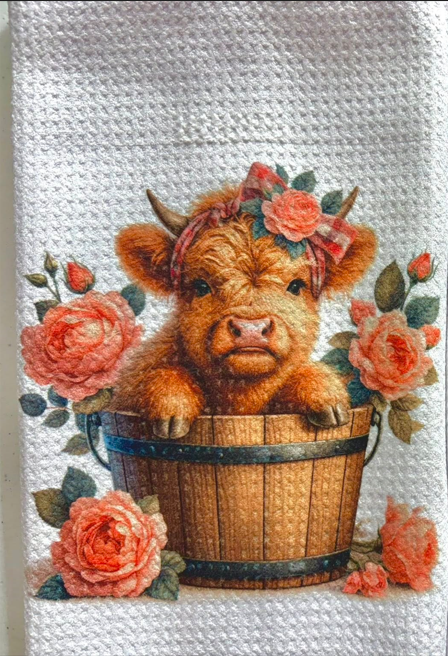 Towels -  Highland Cow Sunflowers/Flowers