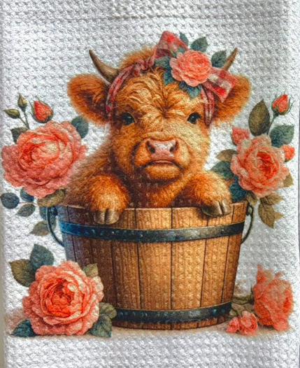 Towels - HIGHLAND COW FLOWERS HEADBAND