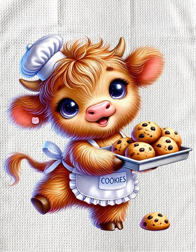 TOWELS - HIGHLAND COW BAKING APRON COOKIE SHEET