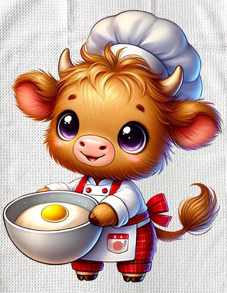 TOWELS - HIGHLAND COW CHEF EGG BOWL
