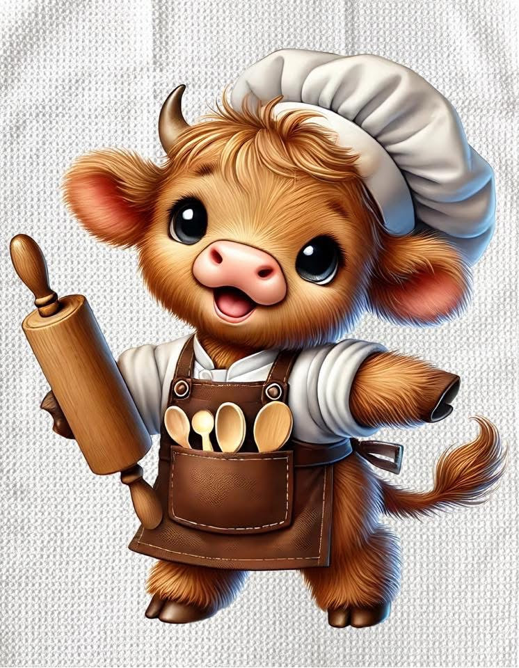 TOWELS - HIGHLAND COW BAKING ROLLING PIN