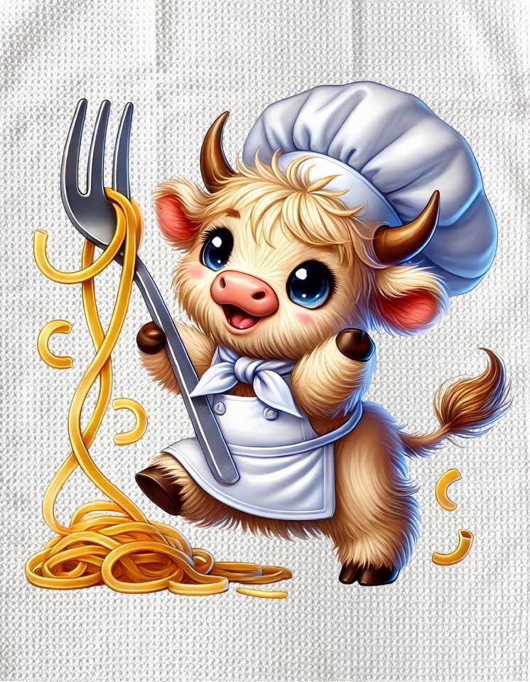 TOWELS - HIGHLAND COW CHEF