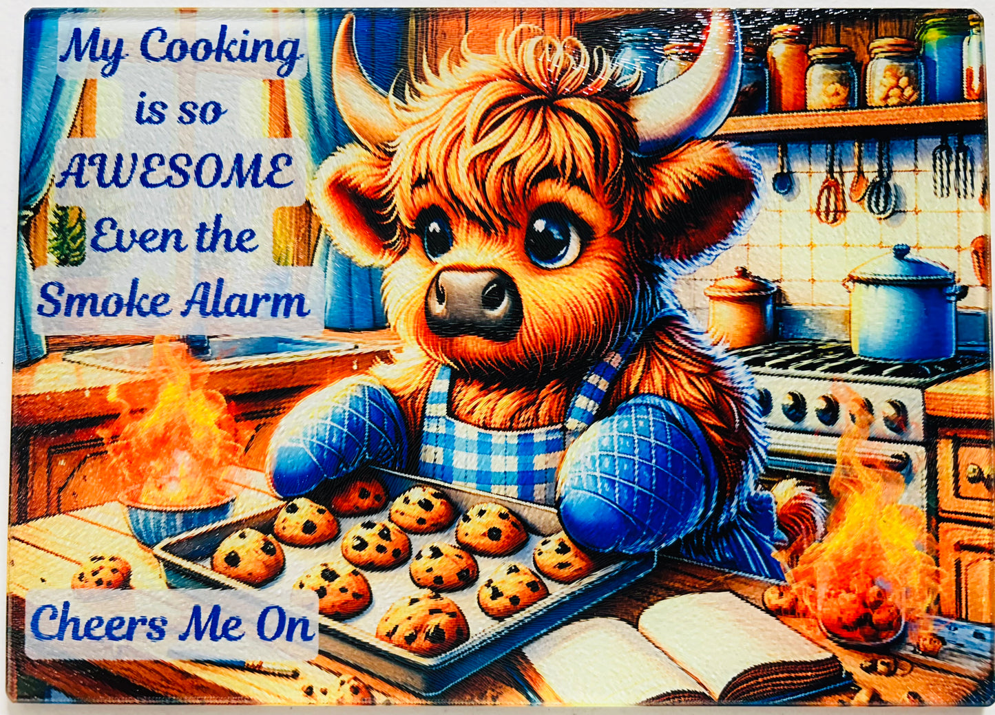 Tempered Glass Cutting Board Highland Cow Cooking Awesome