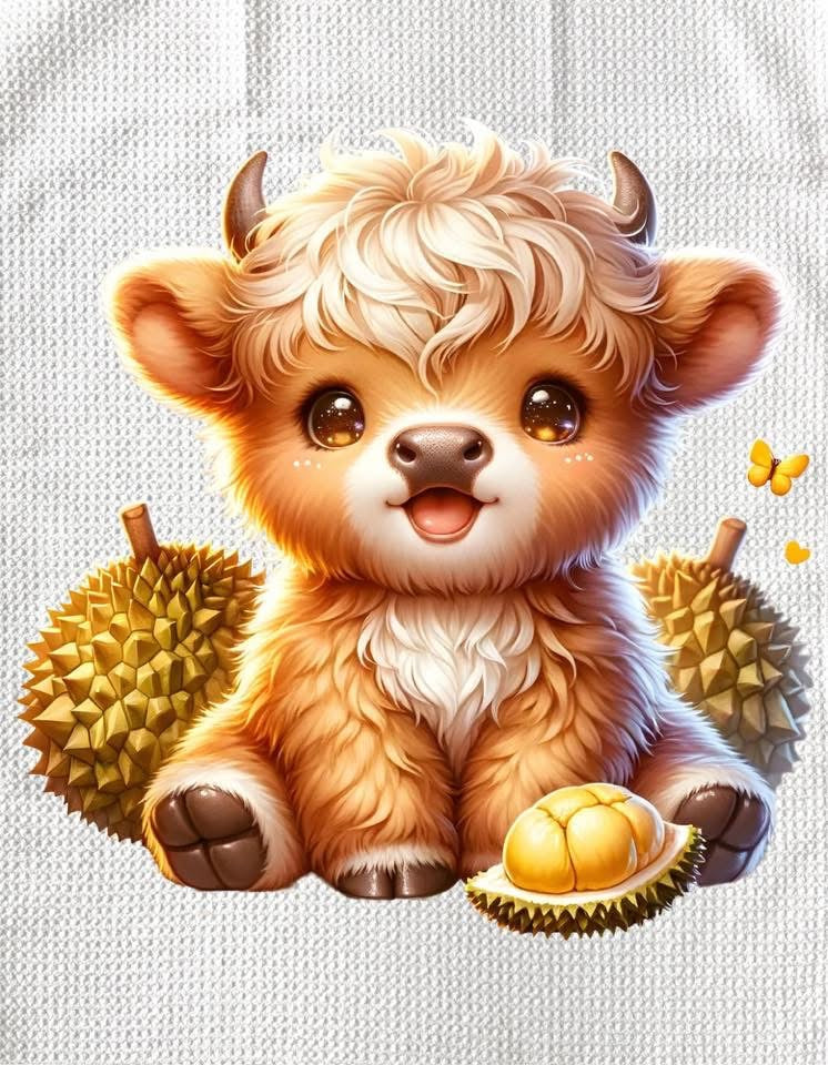 TOWELS - HIGHLAND COW FRUITS DURIANS