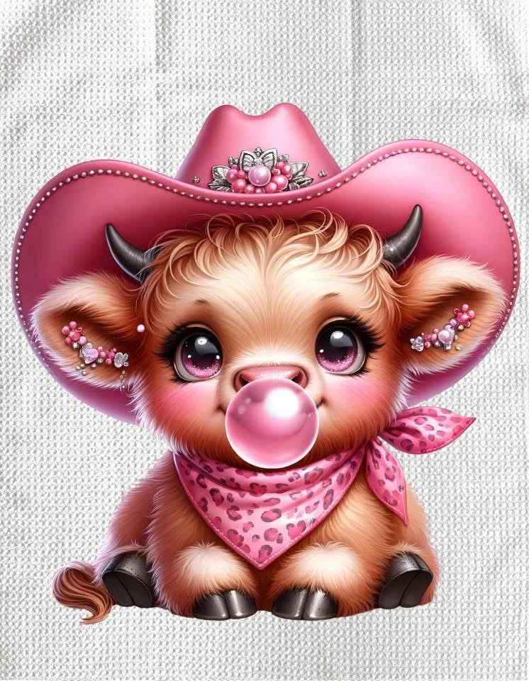 TOWELS - HIGHLAND COW HAT PINK BUBBLEGUM (Copy)