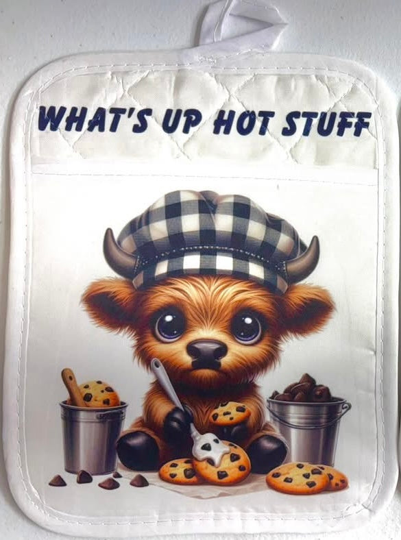 POT HOLDER - HIGHLAND COW HOT STUFF