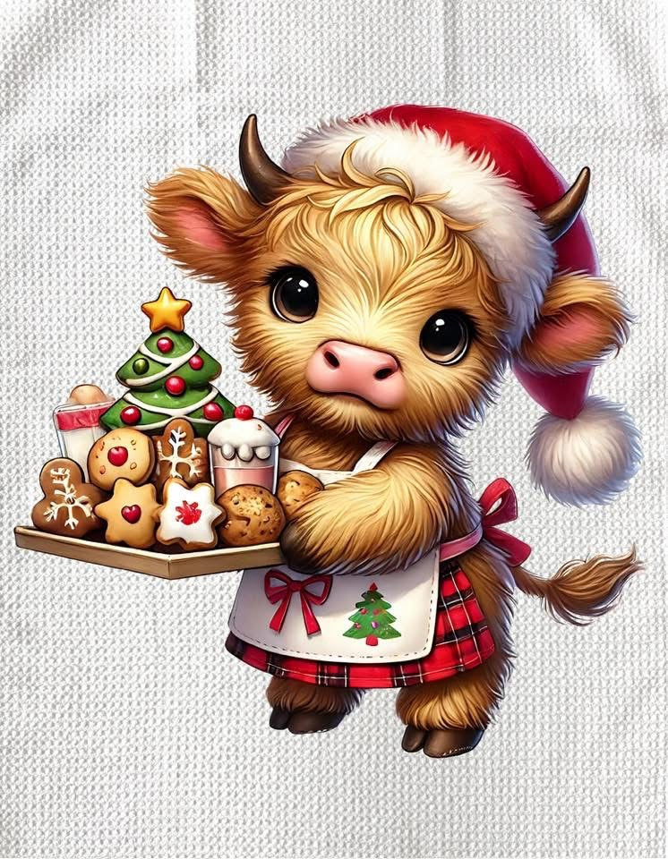 TOWELS - HIGHLAND COW CHRISTMAS GOODIES