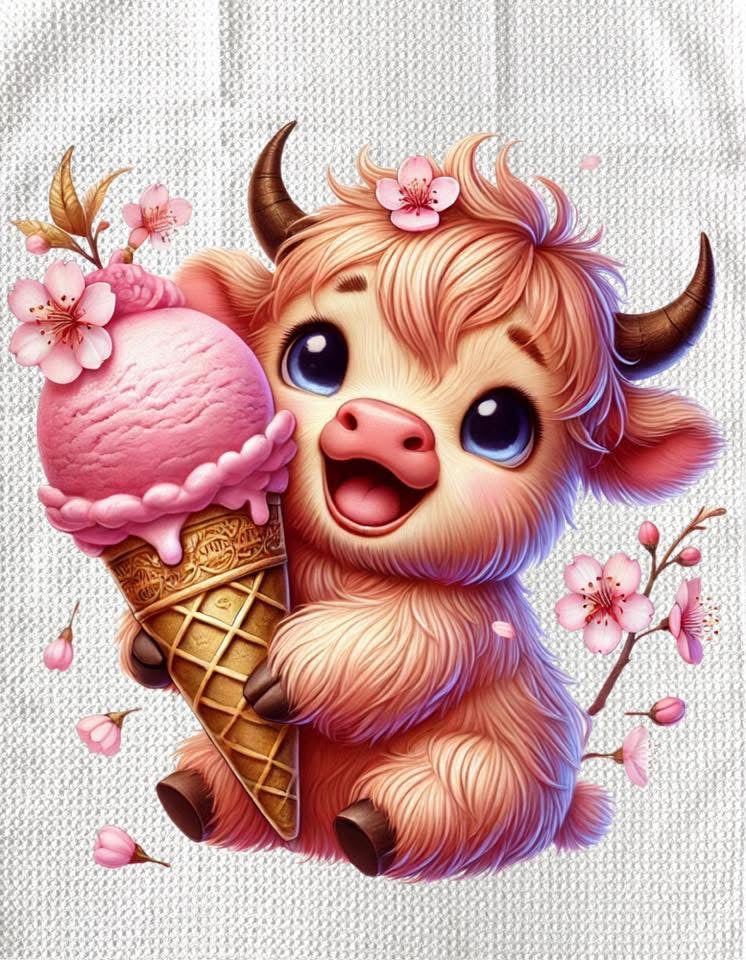 TOWELS - HIGHLAND COW SWEETS ICE CREAM CONE