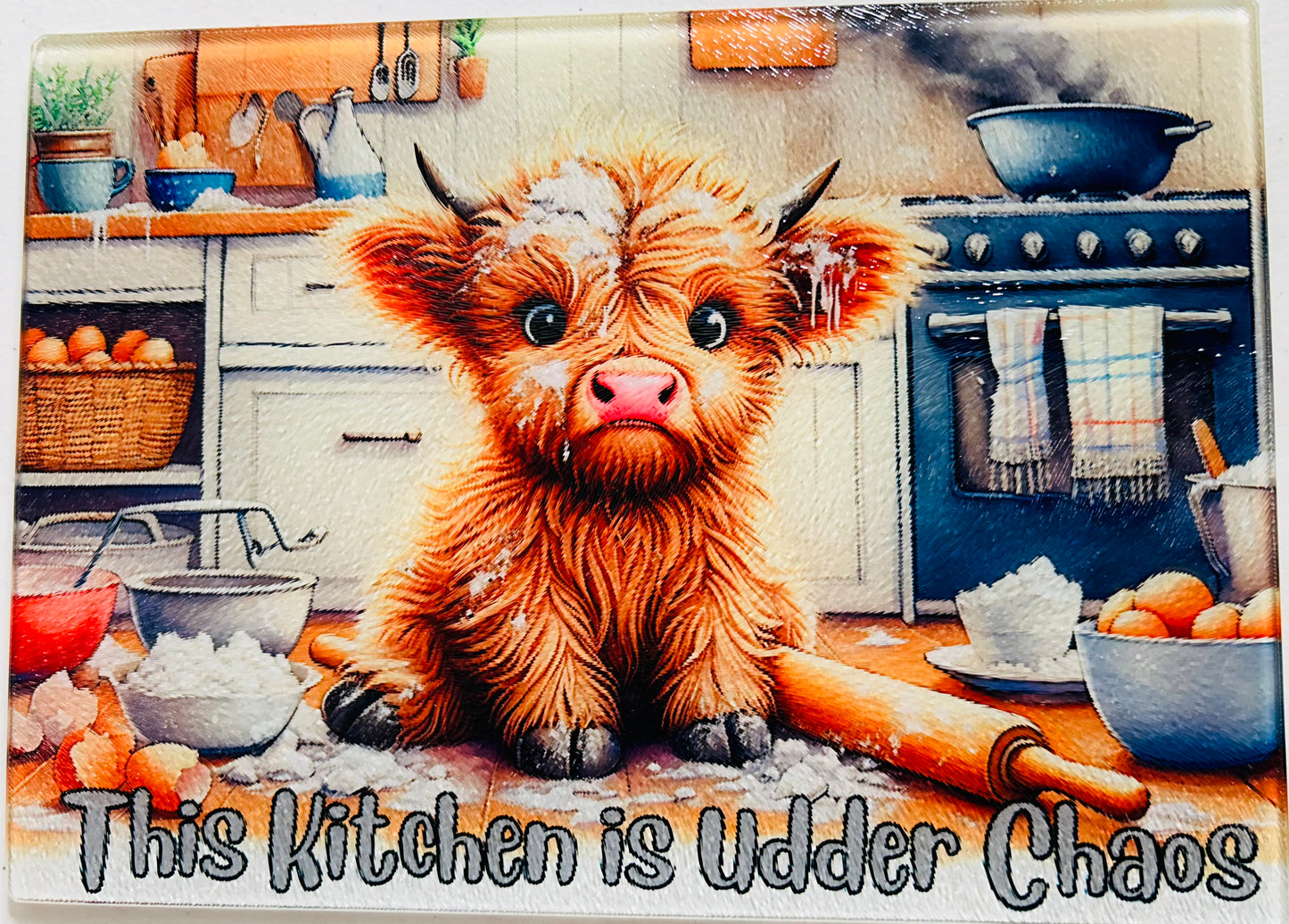 Glass Cutting Board - Highland Cows