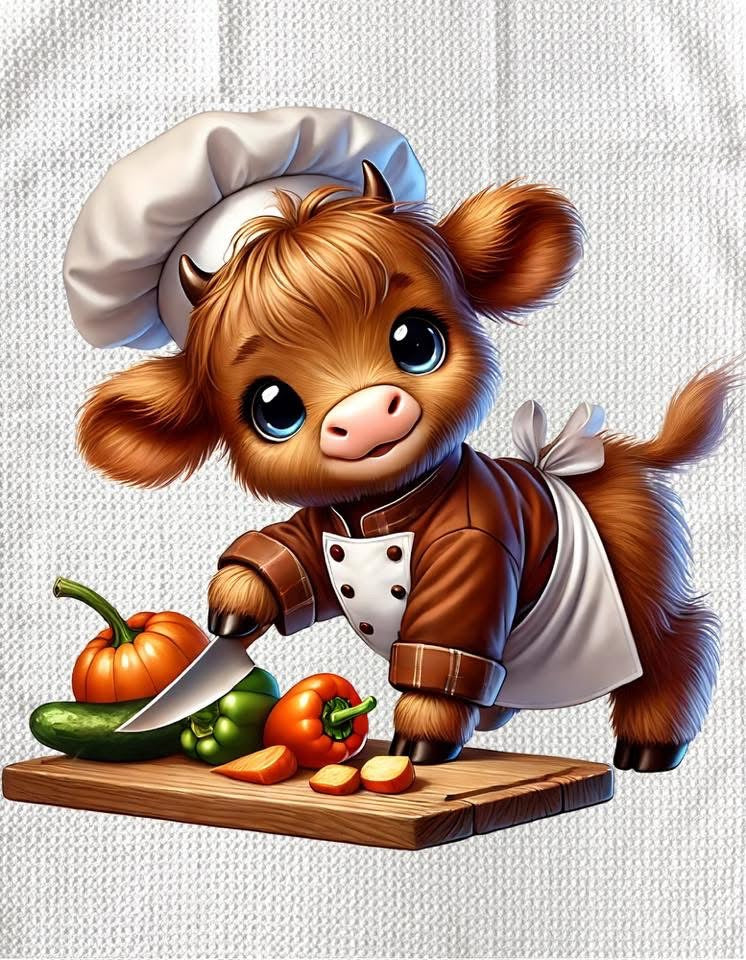 TOWELS - HIGHLAND COW CHEF SLICE