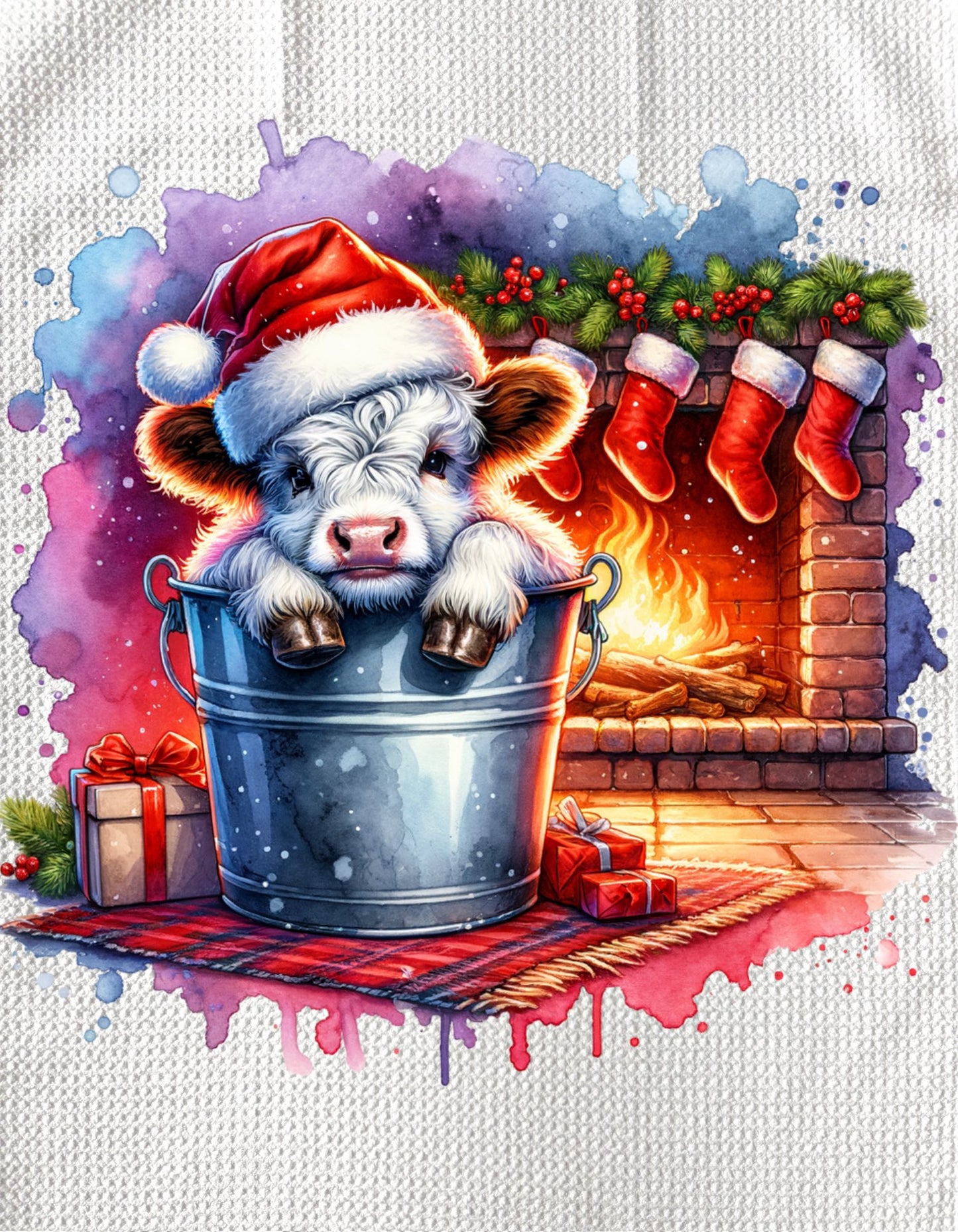 Towels - HIGHLAND COW CHRISTMAS SANTA