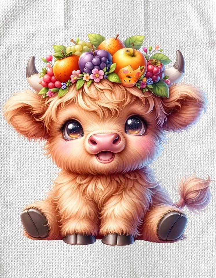 TOWELS - HIGHLAND COW FRUITS HEADBAND
