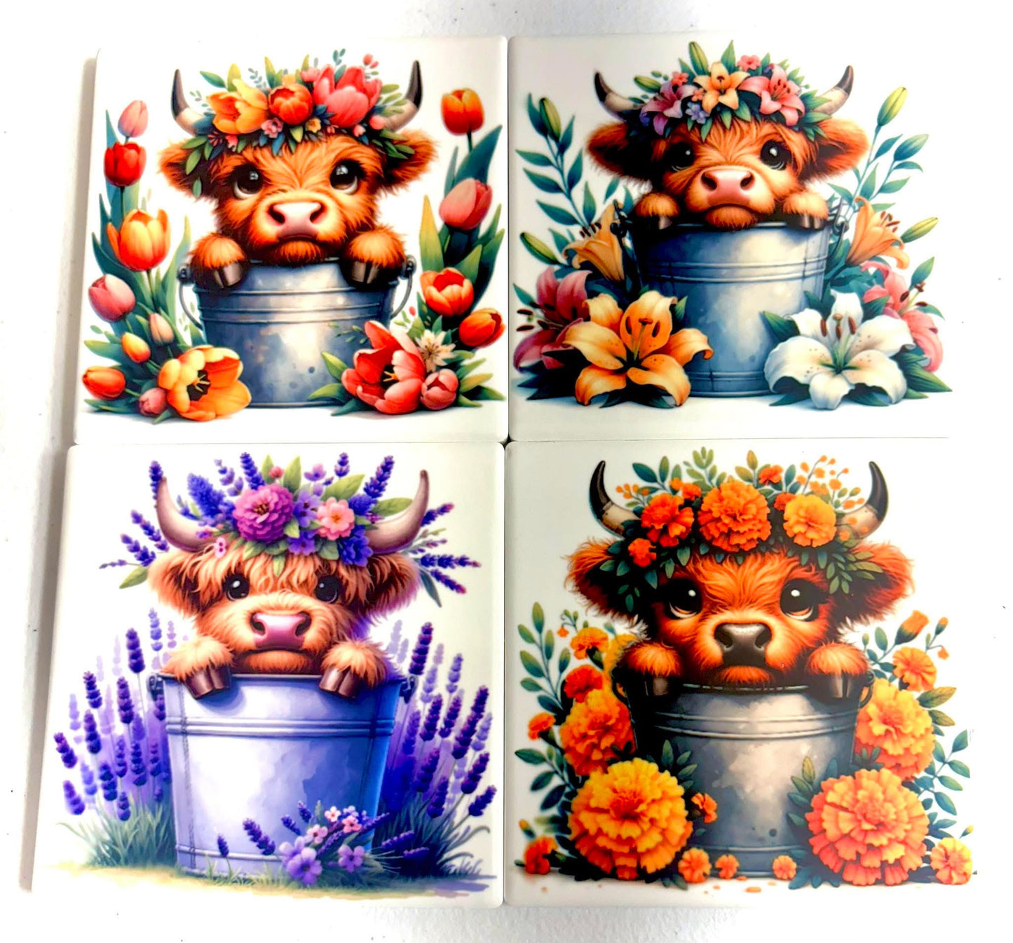 Coasters 4/pk - Highland Cow
