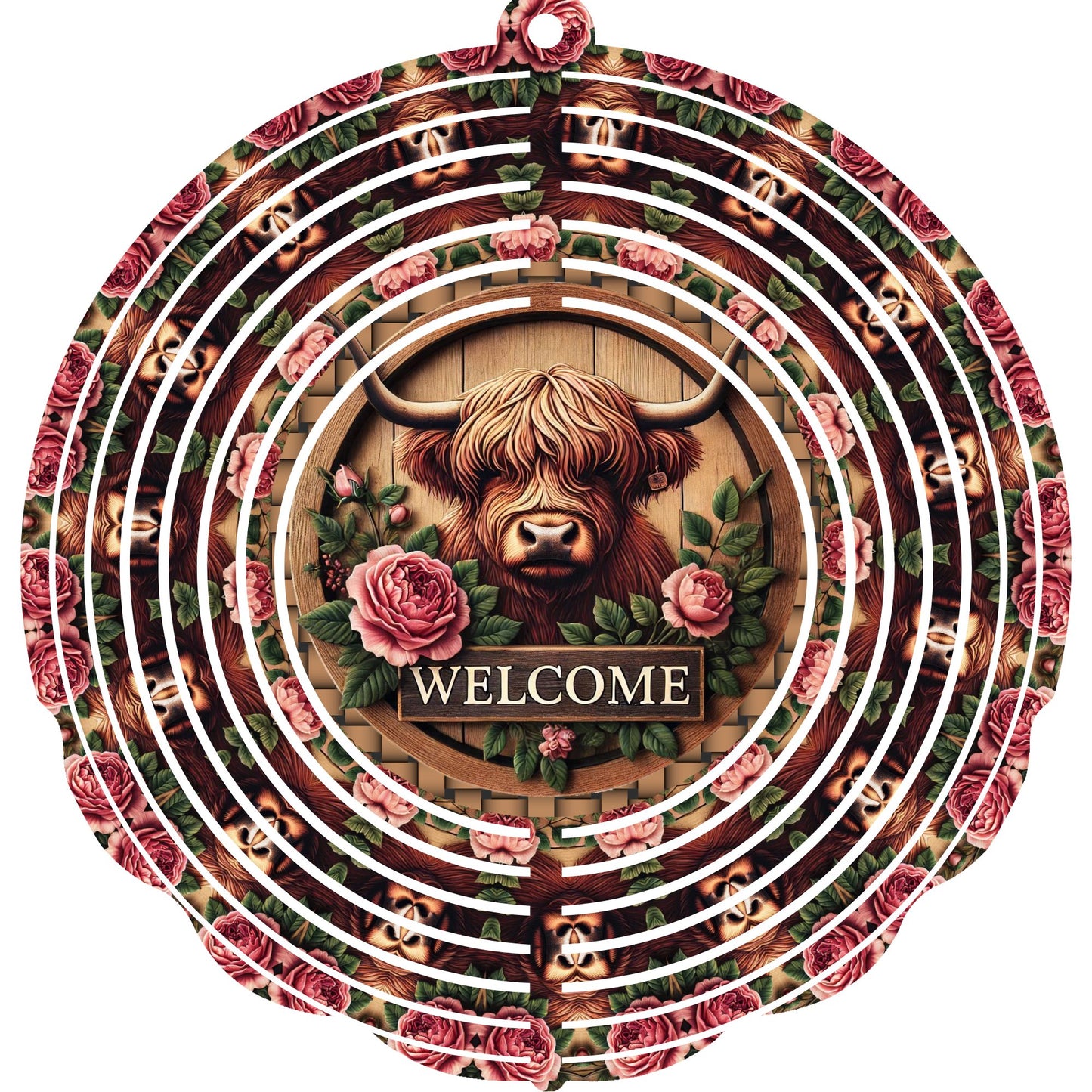 WIND SPINNER - HIGHLAND COW WELCOME