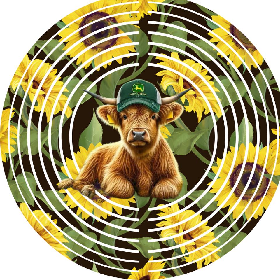 WIND SPINNER - HIGHLAND COW SUNFLOWERS