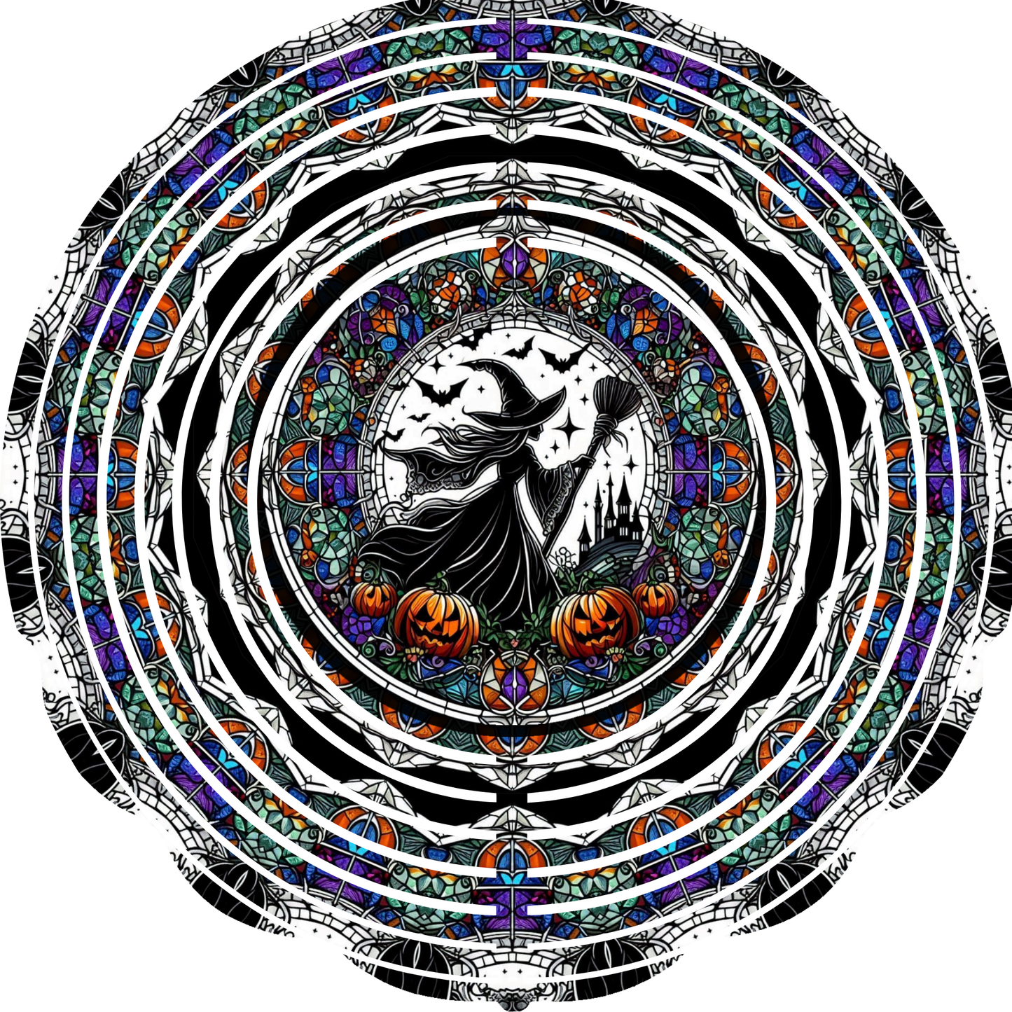 WIND SPINNER - HALLOWEEN WITCH STAINED GLASS