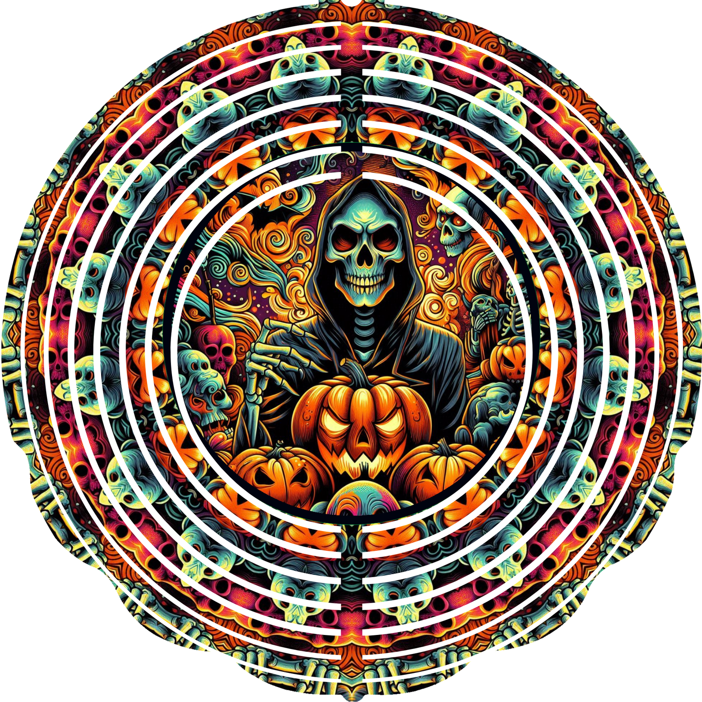 WIND SPINNER - HALLOWEEN SKELETON PUMPKIN