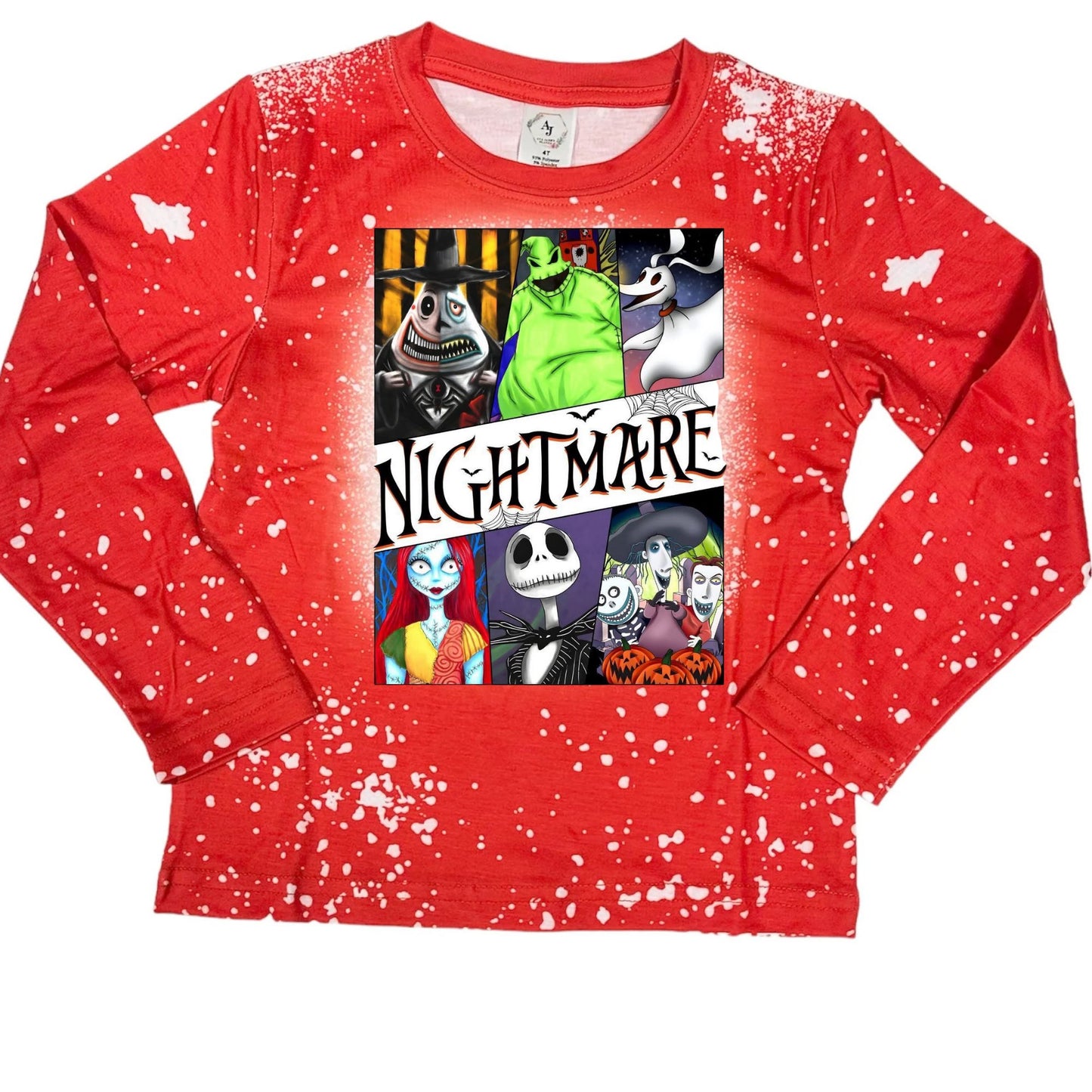 Long Sleeve Shirt Faux Bleached - Halloween