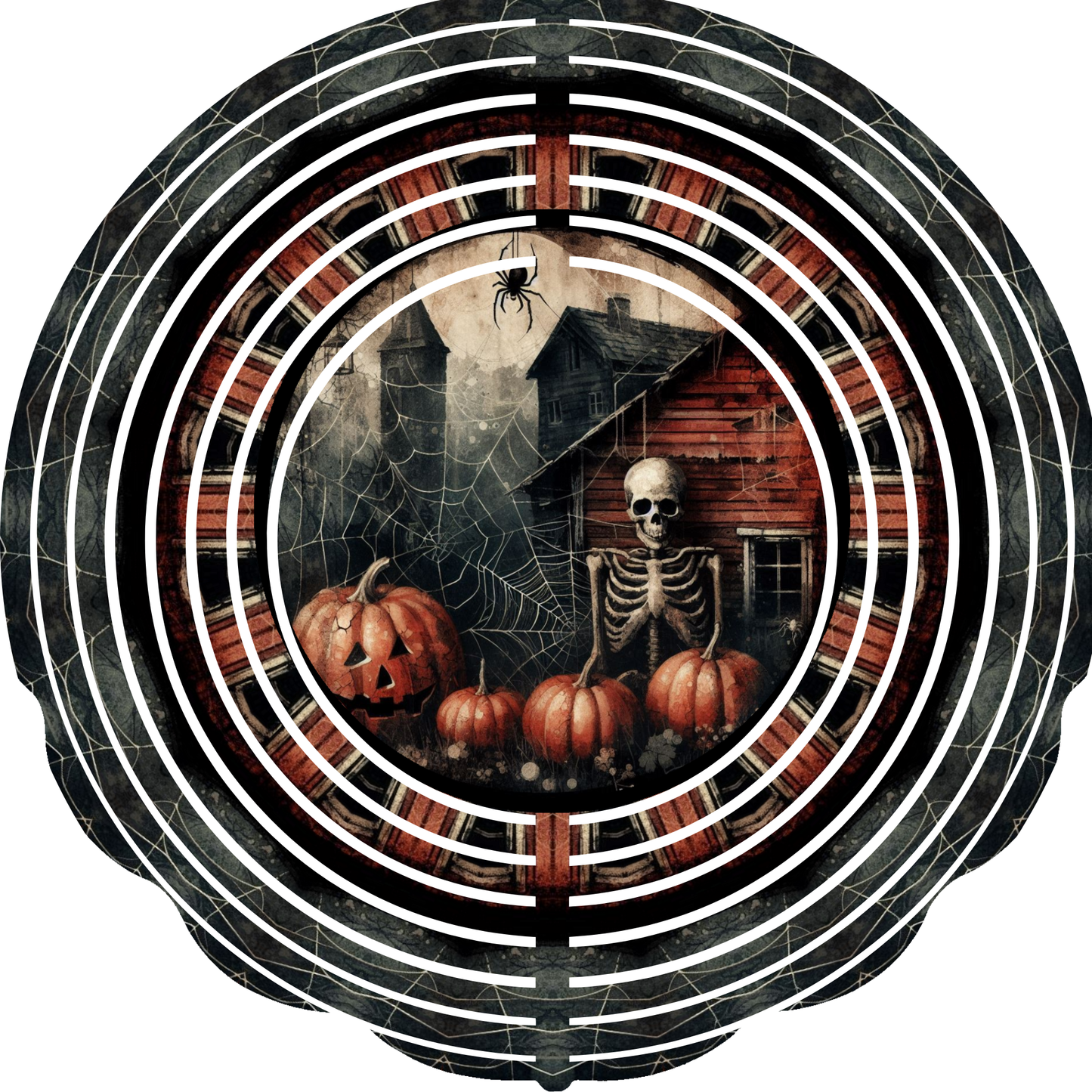 WIND SPINNER - HALLOWEEN SKELETON BARN