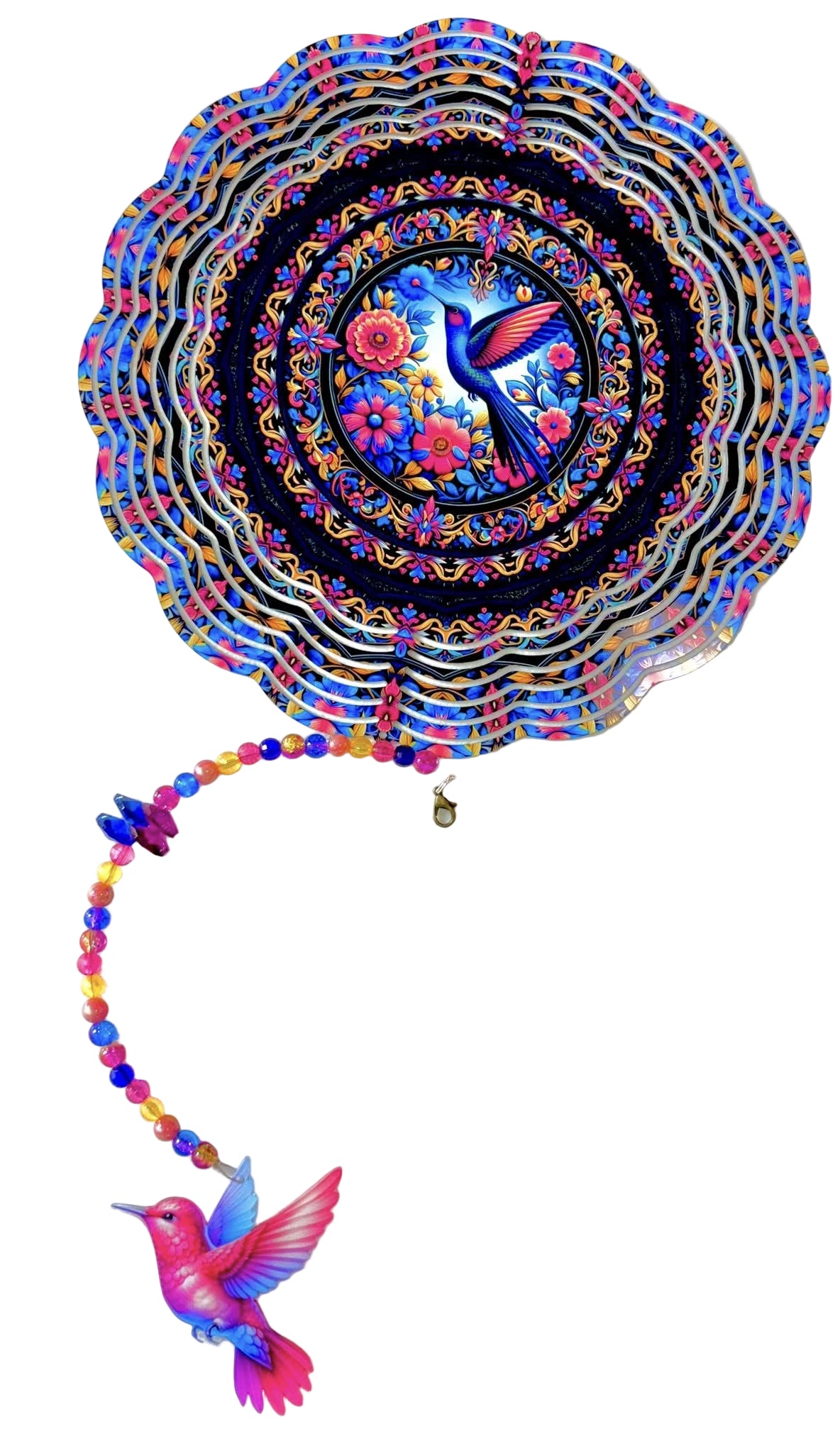 Wind Spinners with Jewel Strand Bird Hummingbird Floral