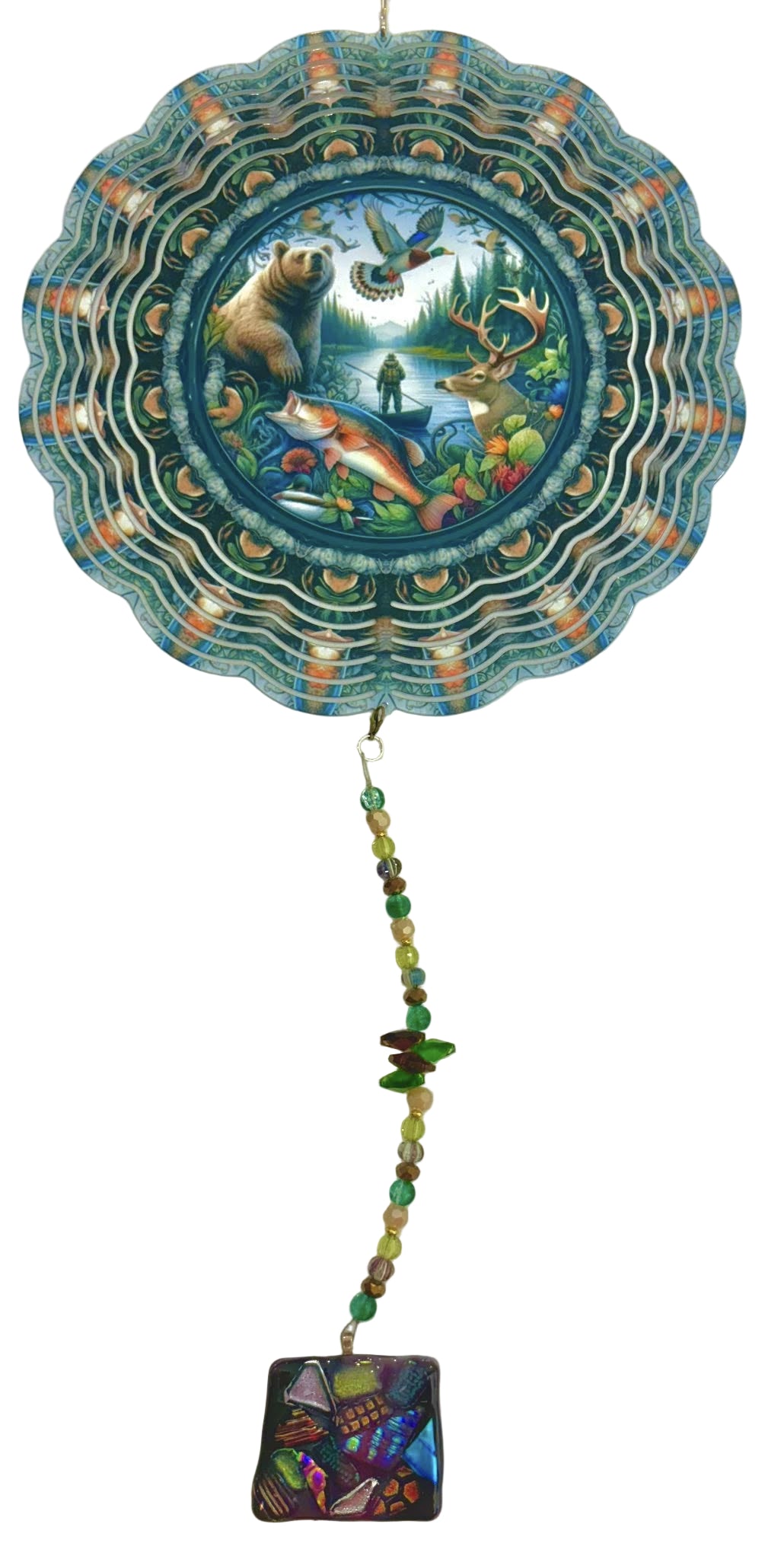 Wind Spinner with Jewel Strand Wildlife Animals Hunting