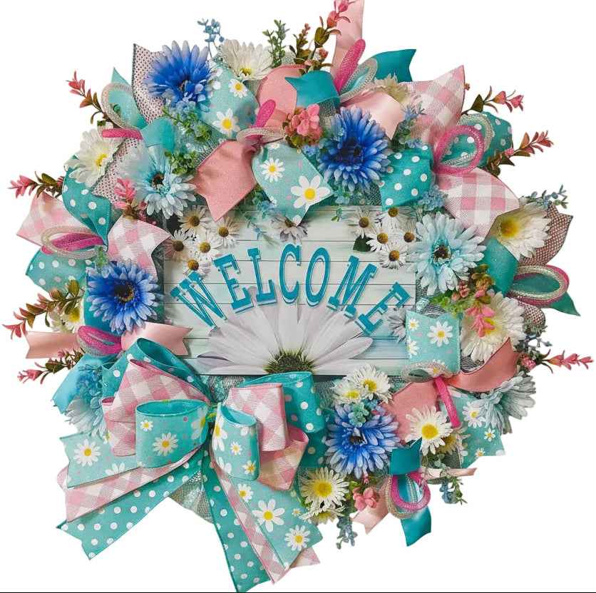WREATH - WELCOME DAISIES (23 INCH)