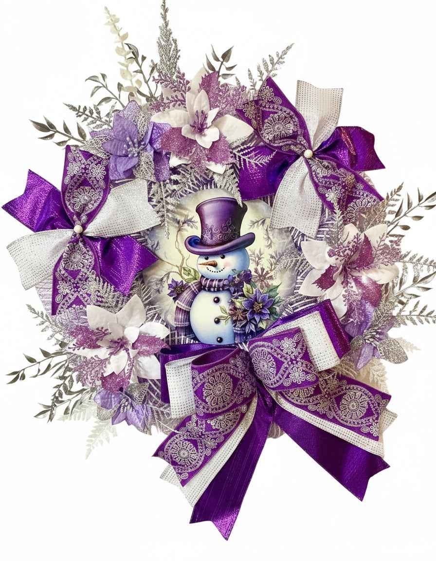 WREATH WINTER - PURPLE SNOWMAN