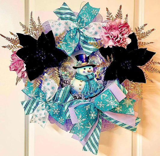 Winter - Purple & Blue Snowman