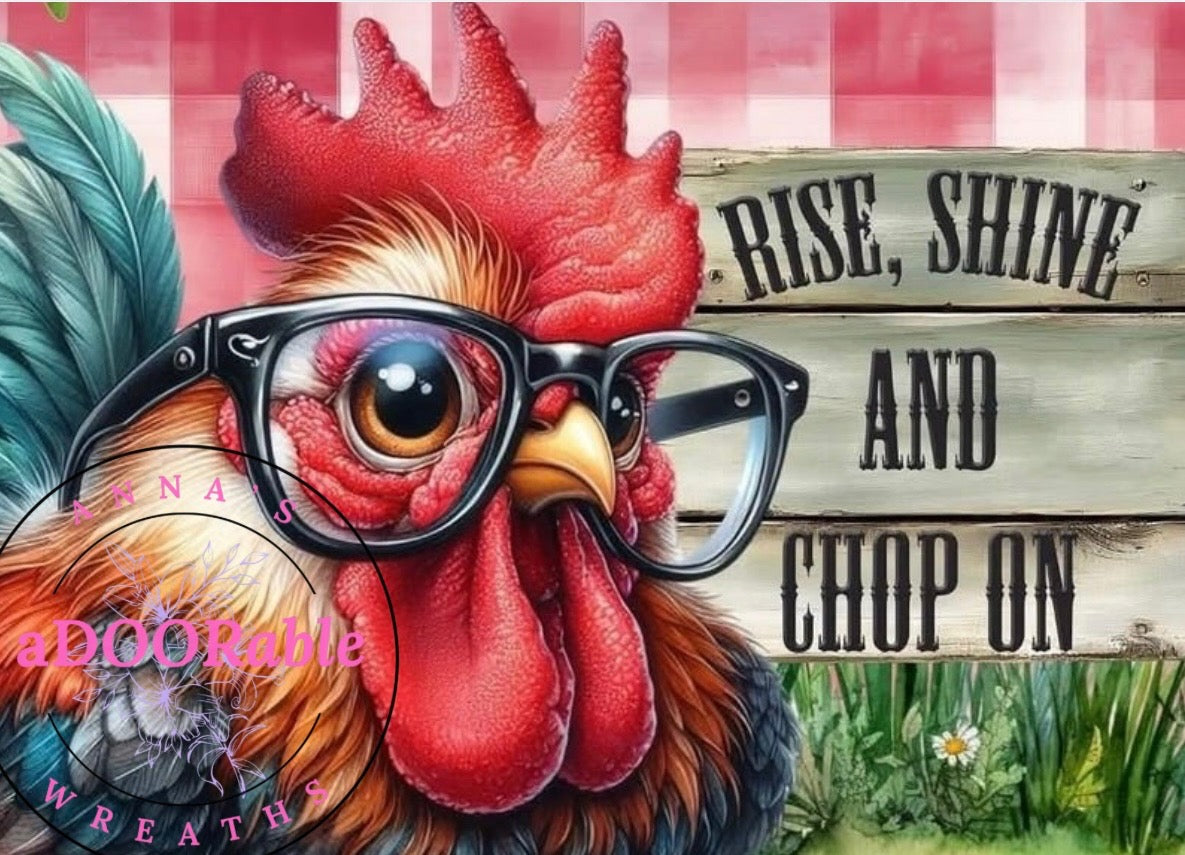 Tempered Glass Cutting Board Chicken/Rooster Rise and Shine