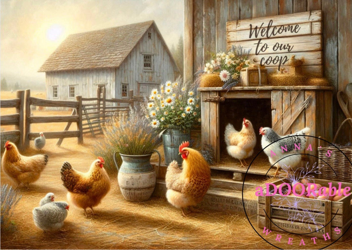 Tempered Glass Cutting Board Chicken/Rooster Welcome to Our Coop