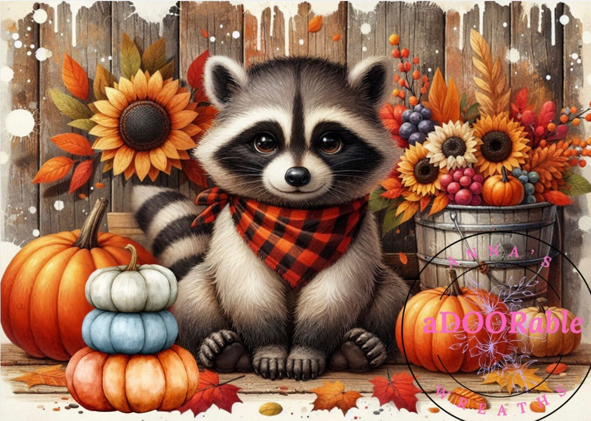 Tempered Glass Cutting Board Racccoon Fall Pumpkins