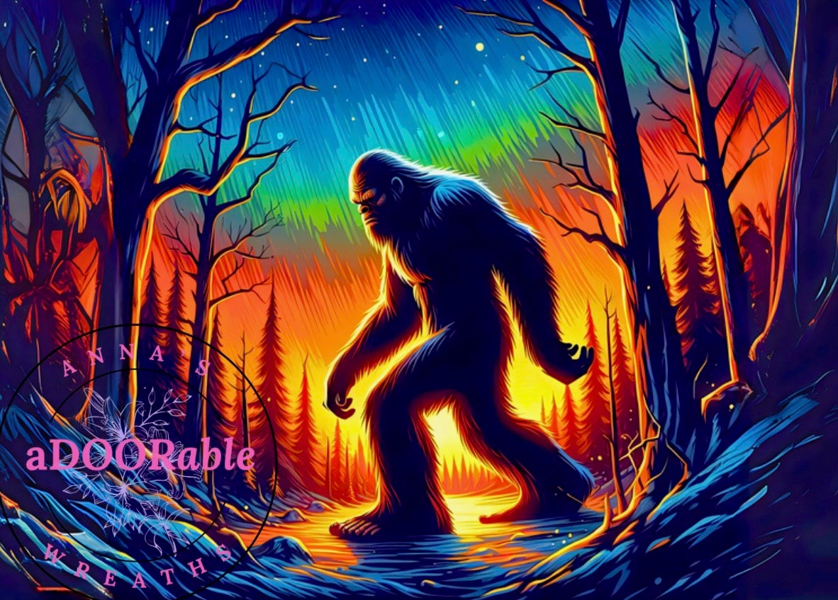 Tempered Glass Cutting Board Bigfoot Northern Lights Sunset