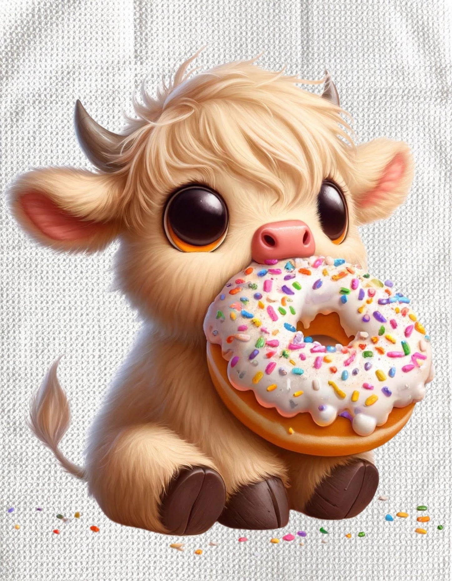 TOWELS - HIGHLAND COW SWEETS DOUGHNUT