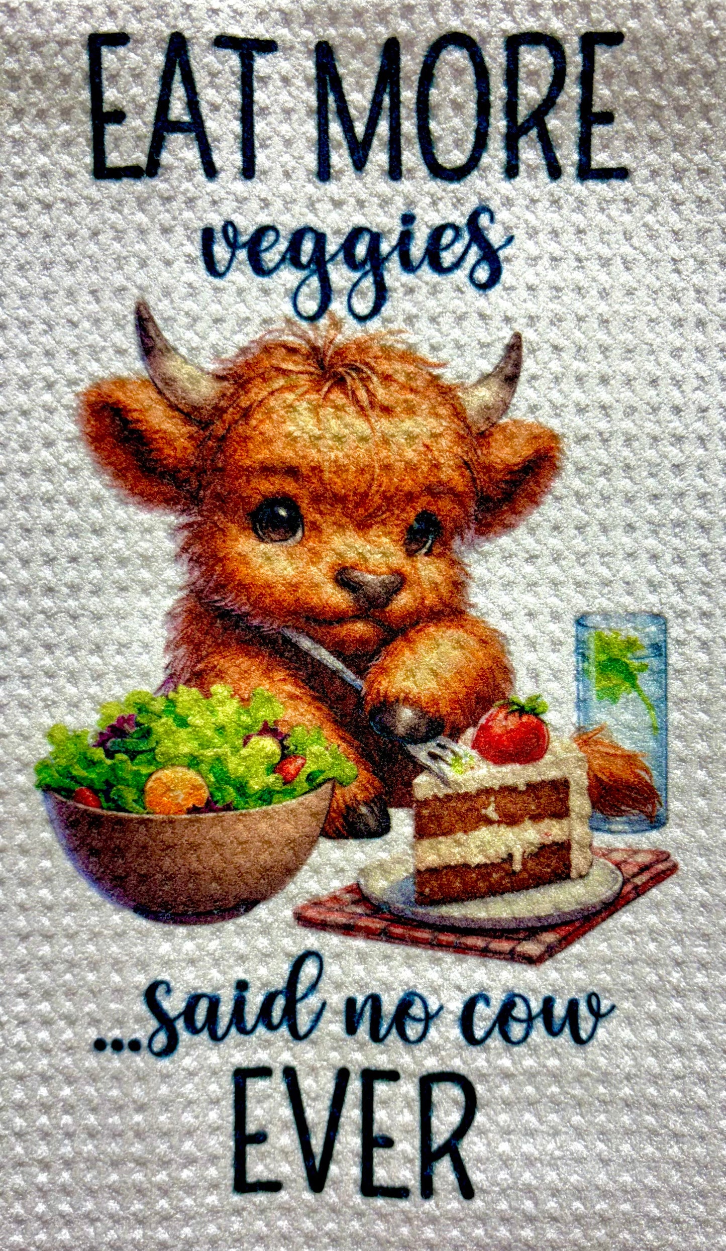 TOWELS - HIGHLAND COW COOKING EAT MORE VEGGIES