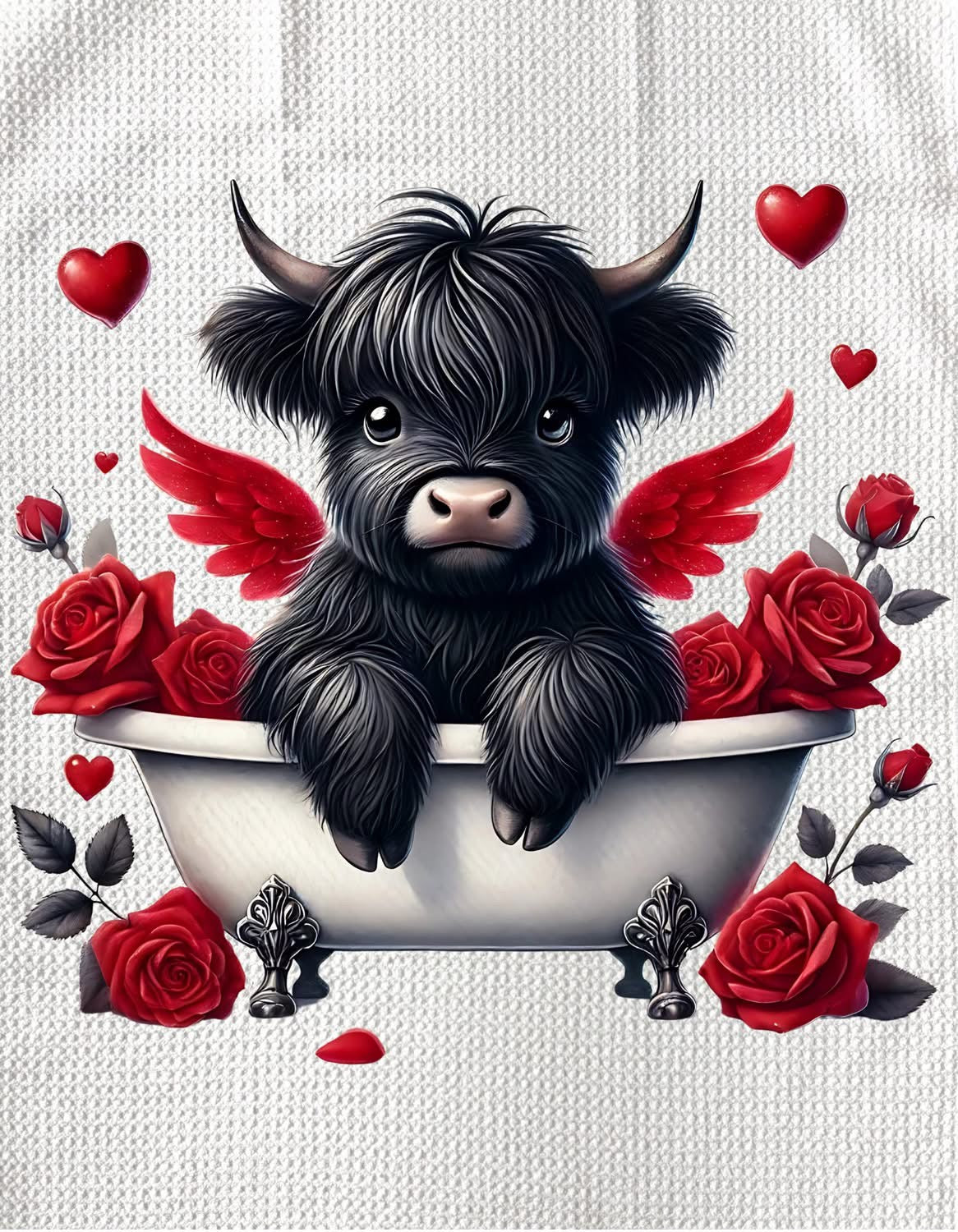TOWELS - VALENTINE'S HIGHLAND COW BATH TUB