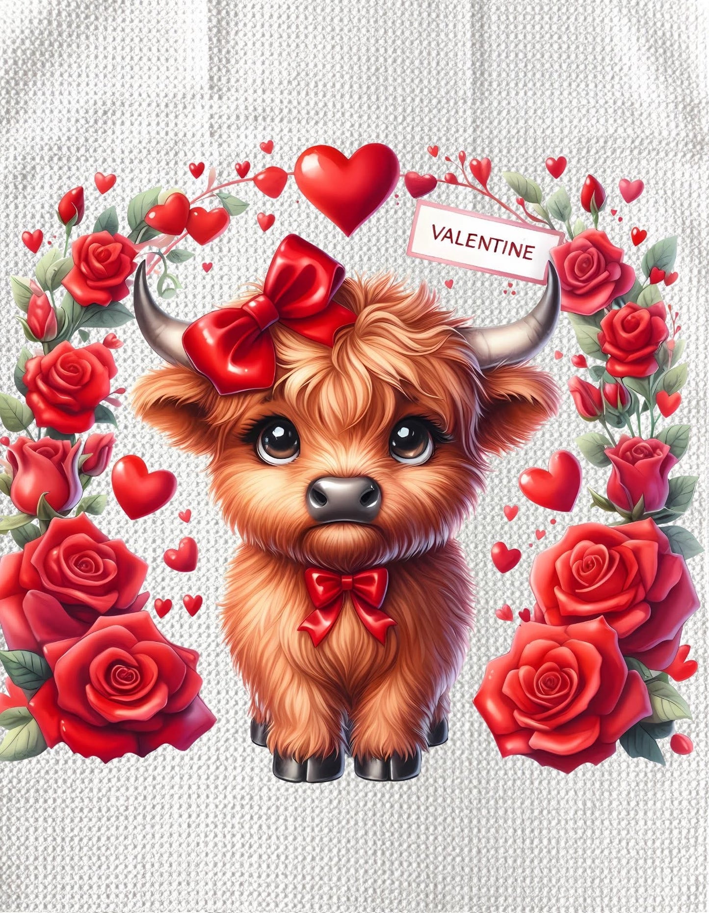 TOWELS - VALENTINE'S HIGHLAND COW ROSE ARCH
